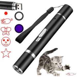 7-in-1 Laser Pointer Cat Toy Projector Playpen for Canine and Kittens – Chaser Teaser Stick for Coaching and Train – USB Rechargeable