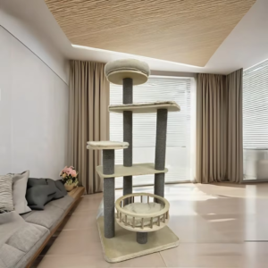 Multi-Degree Indoor Cat Tree with Sisal-Wrapped Scratching Posts and Spacious Cozy Apartment