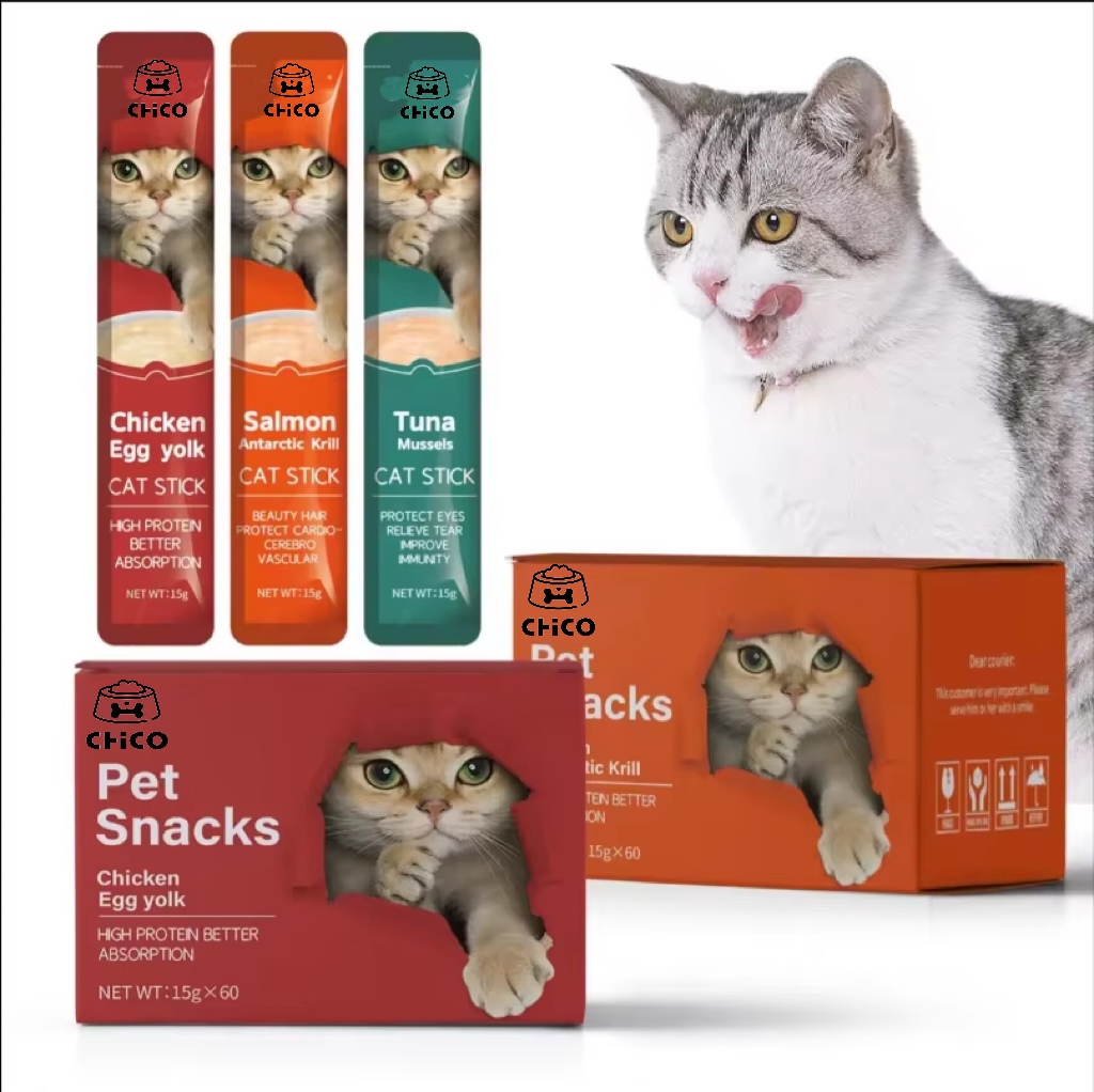 Wholesale Customized Flavored Cat Treats - 15g Salmon and Hen Creamy Cat Strips from China Pet Snack Manufacturing unit